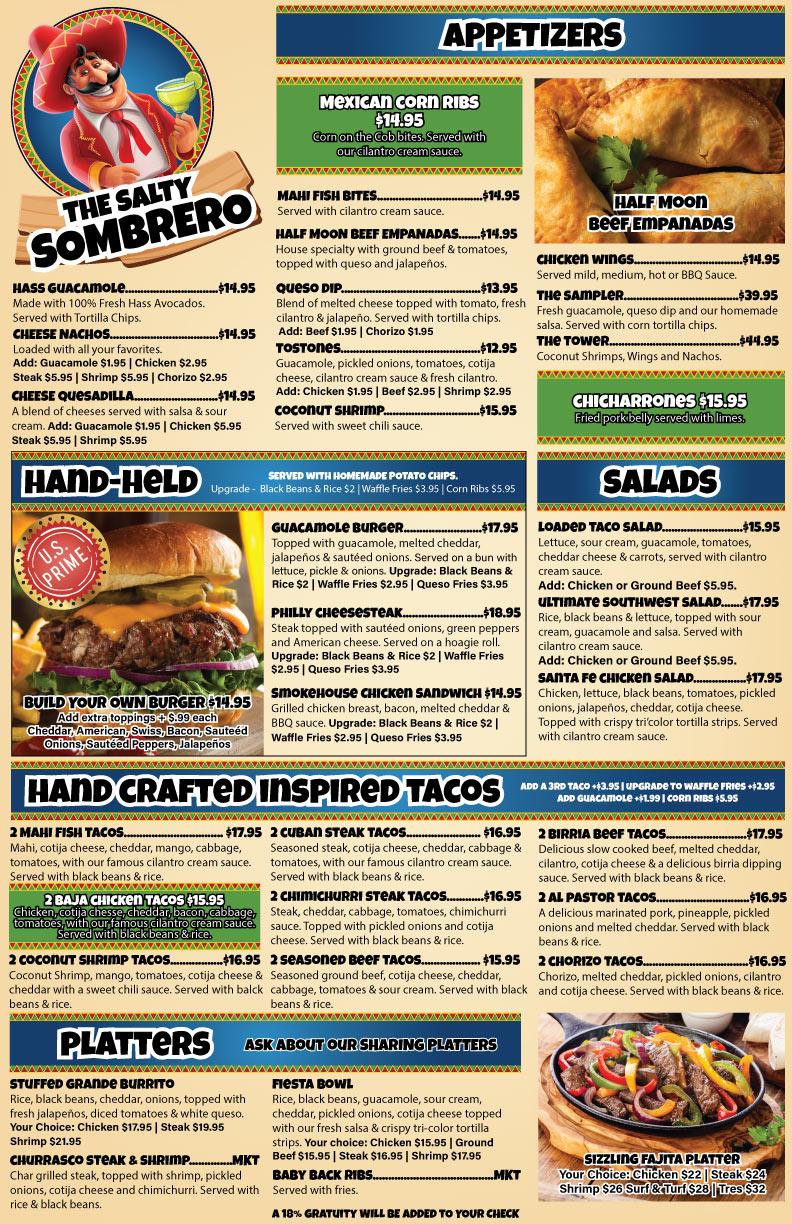 The Salty Sombrero Menu - Page 1